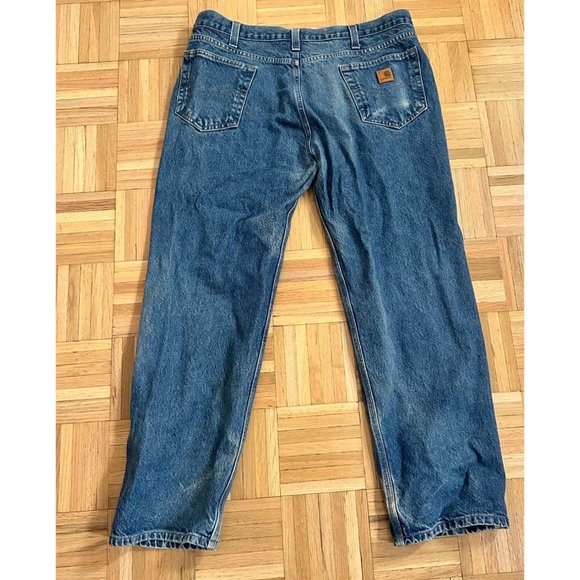 Carhartt B460 DVB Relaxed Fit Denim Blue Jeans Mens 40x30 Straight Cotton Work - Picture 6 of 7